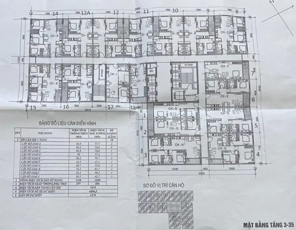 Mặt bằng tầng điển hình dự án nhà ở xã hội 393 Lĩnh Nam